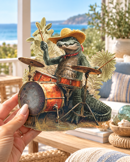 Crocodile Drum Beat Wooden Puzzle Art by Puzzle Art Australia