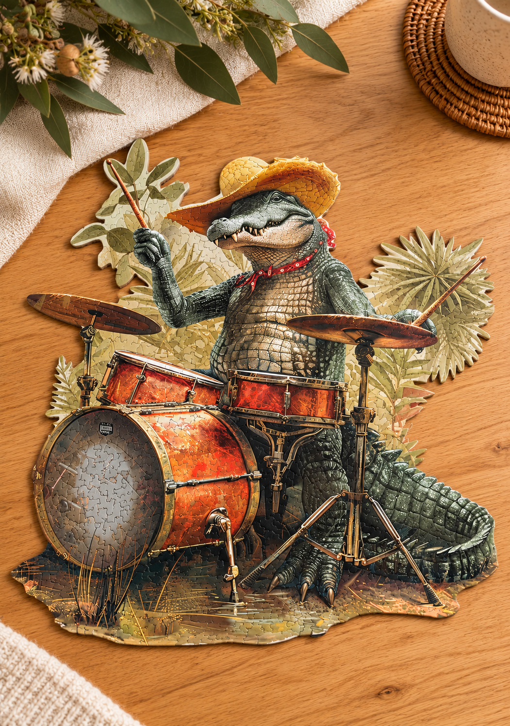 Crocodile Drum Beat Wooden Puzzle Art by Puzzle Art Australia