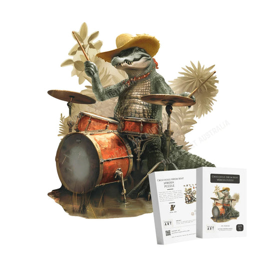 Crocodile Drum Beat Wooden Puzzle Puzzle Art Australia