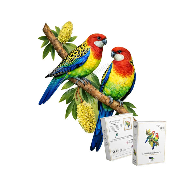 Eastern Rosella Pair Wooden Puzzle