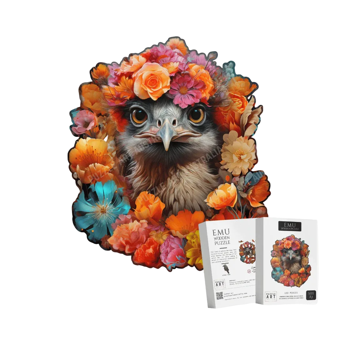 Botanical Emu Portrait Wooden Puzzle Puzzle Art Australia