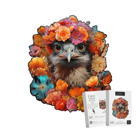 Botanical Emu Portrait Wooden Puzzle Puzzle Art Australia