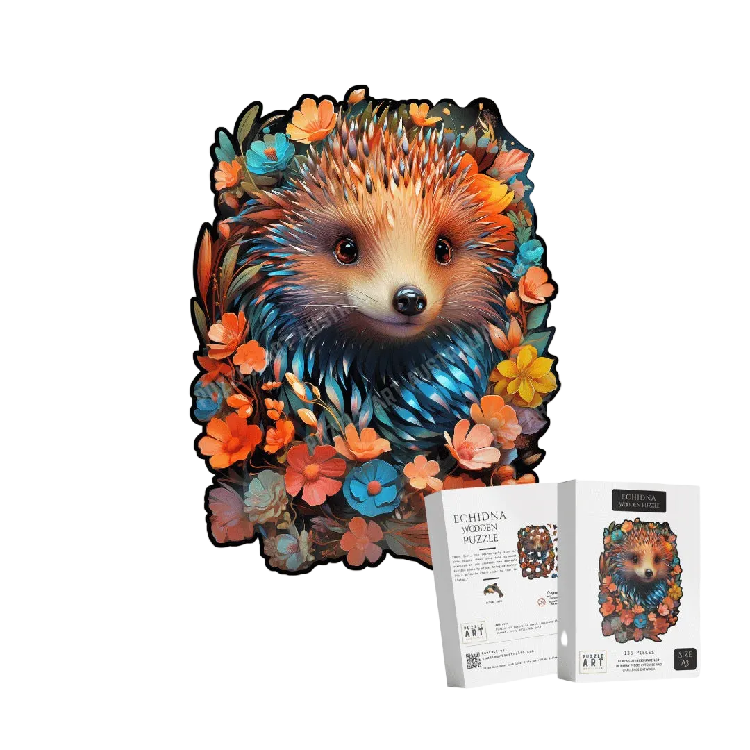 Botanical Echidna Portrait Wooden Puzzle Puzzle Art Australia