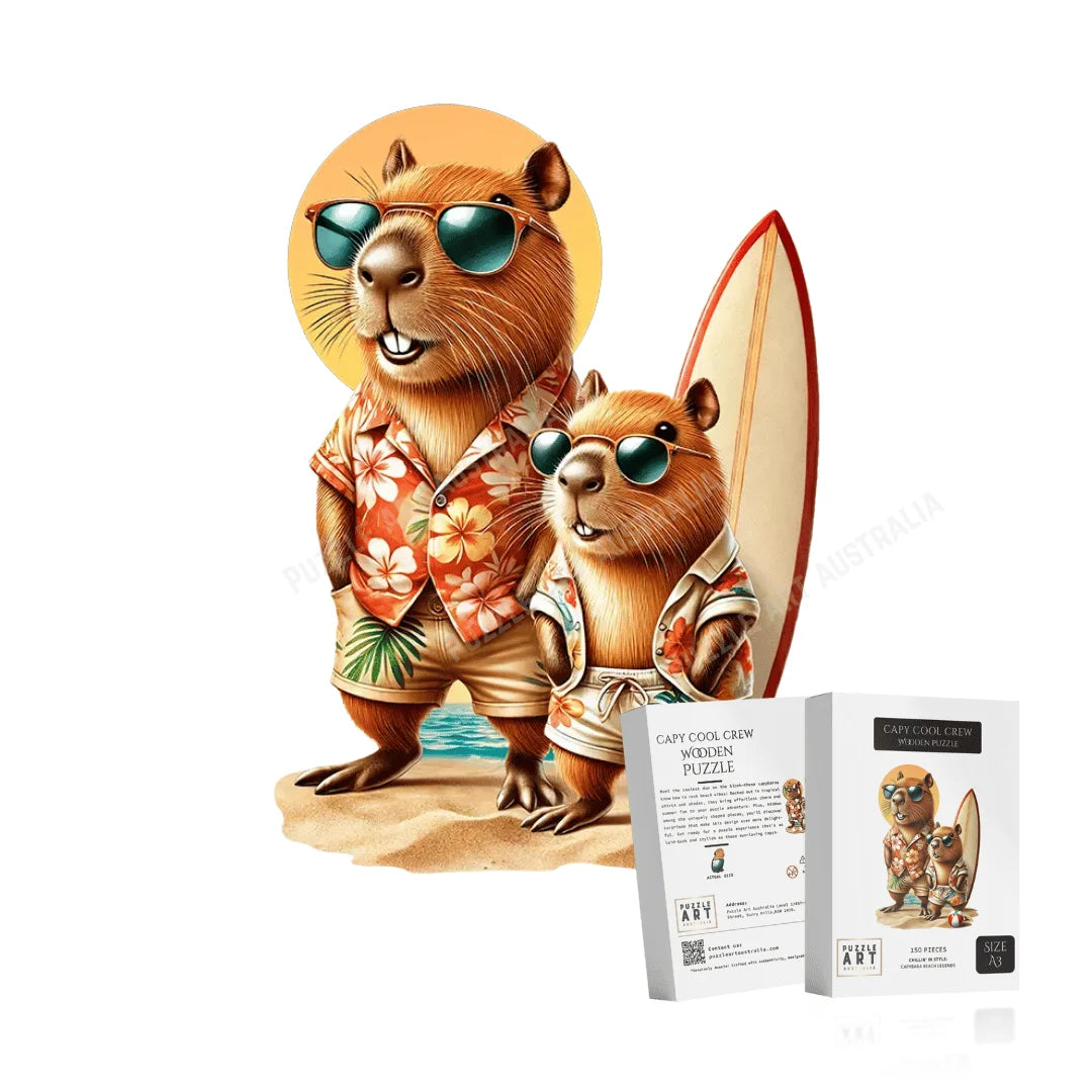 Capybara Cool Crew Wooden Puzzle Puzzle Art Australia