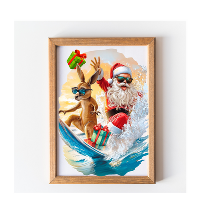 Surfing Santa Puzzle Art Australia