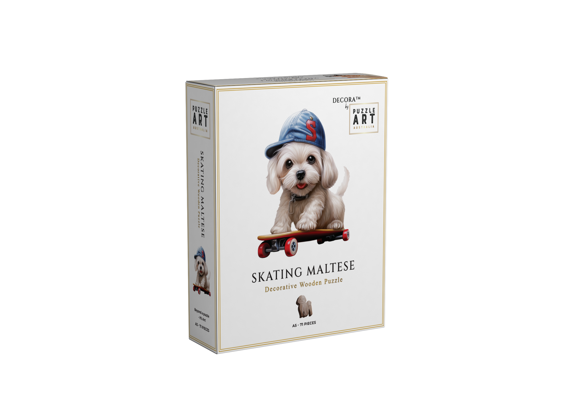 Skating Maltese Dog Wooden Puzzle Puzzle Art Australia