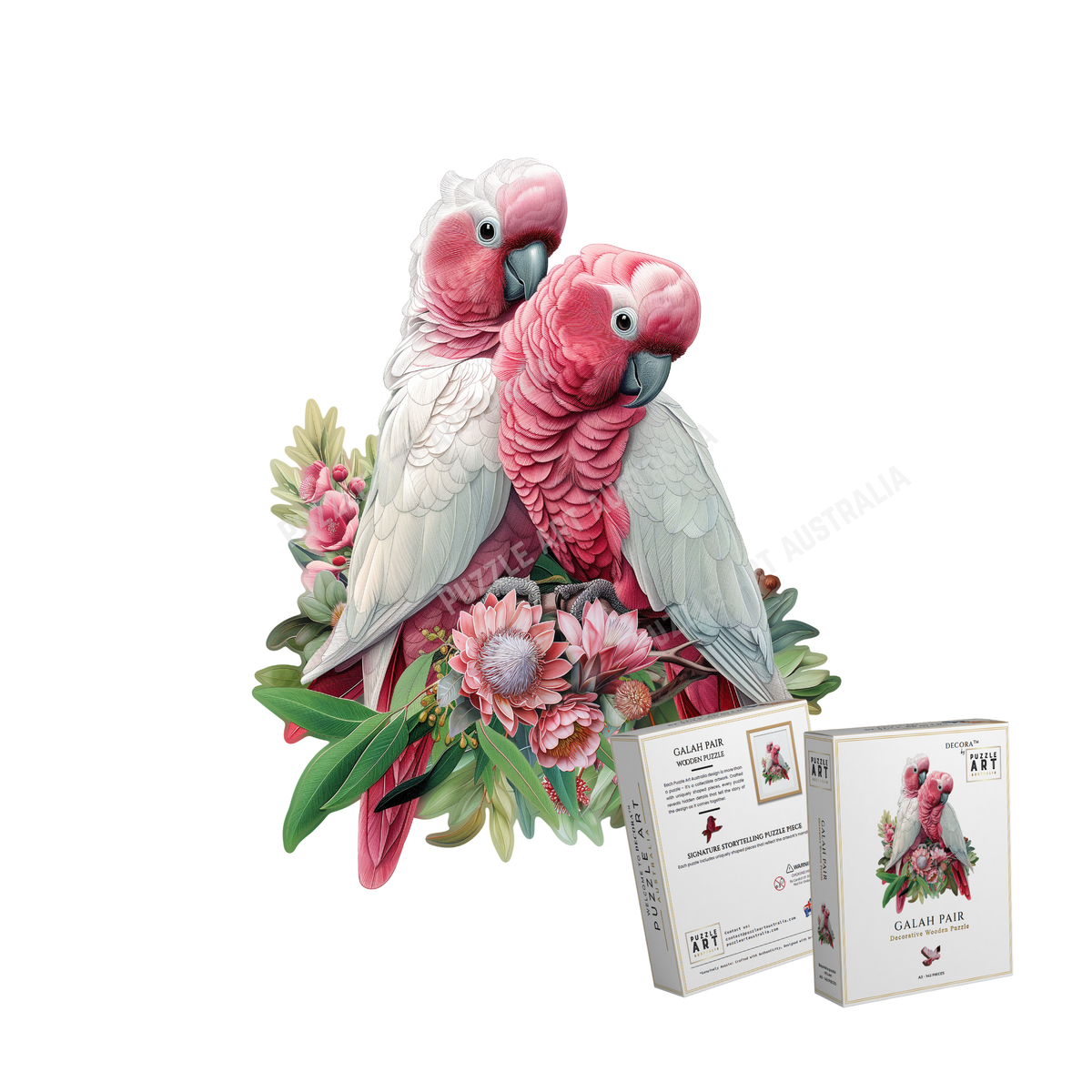 Galah Pair Wooden Puzzle Puzzle Art Australia