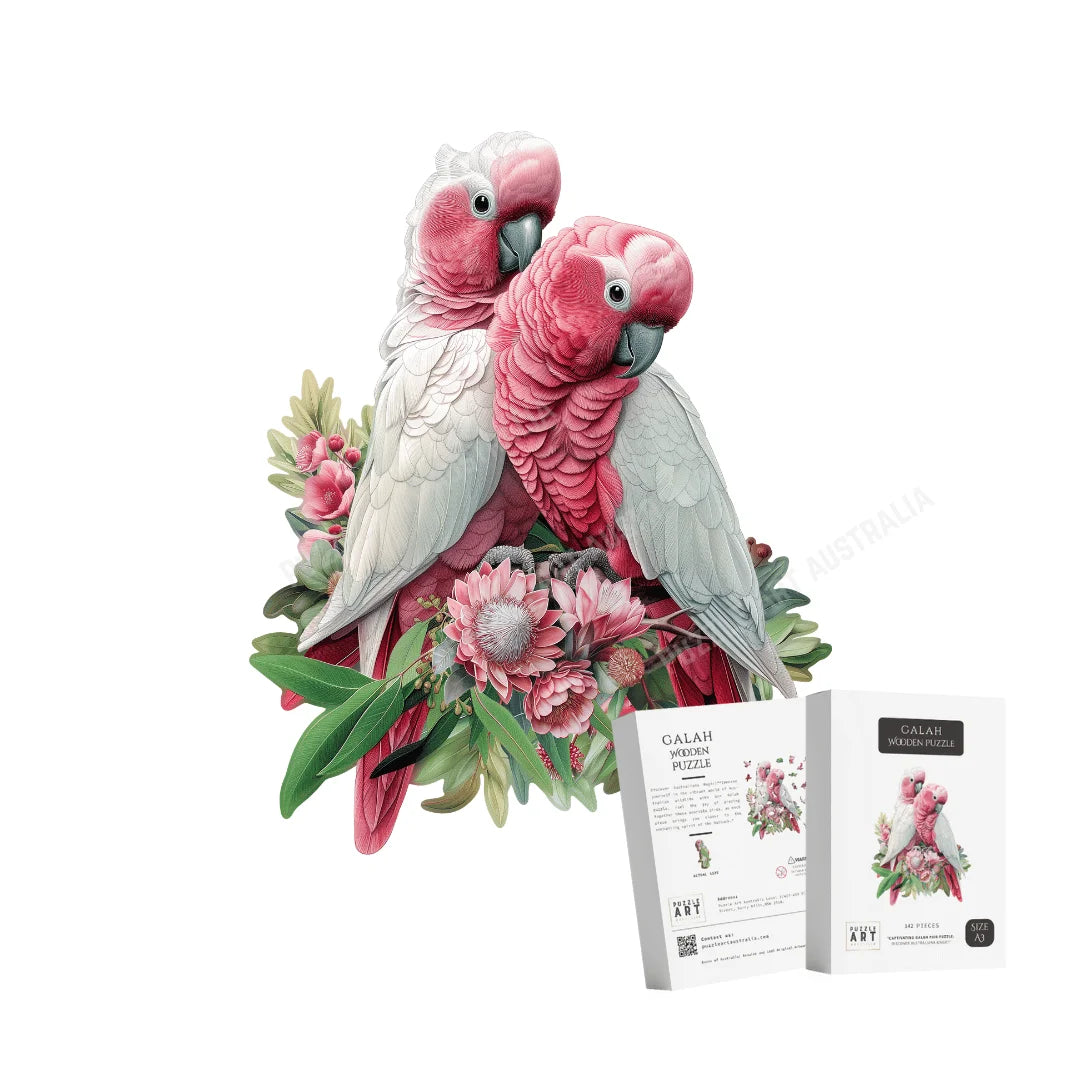 Galah Pair Wooden Puzzle Puzzle Art Australia