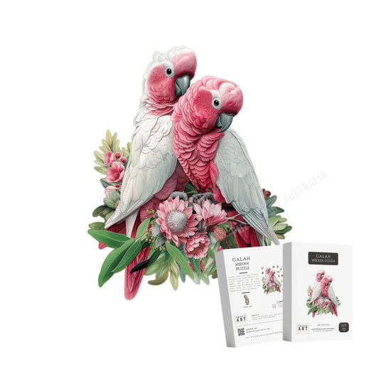 Galah Pair Wooden Puzzle Puzzle Art Australia