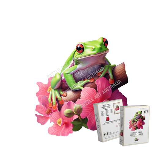 Green Tree Frog Climber ~ Decorative Wooden Puzzle Puzzle Art Australia