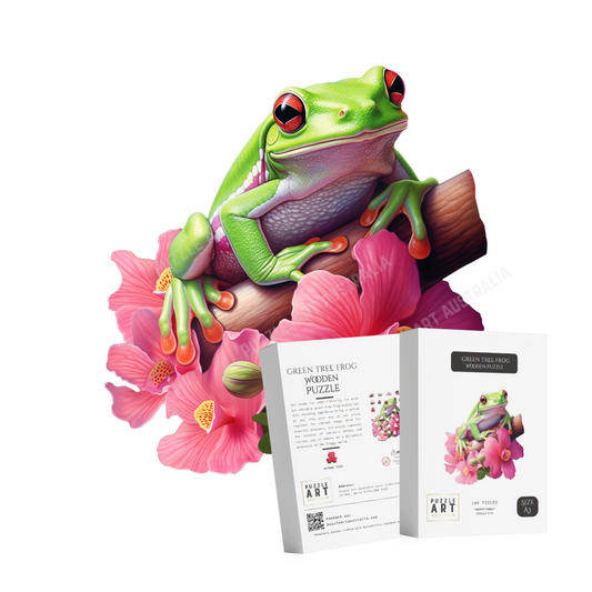 Green Tree Frog Wooden Puzzle Puzzle Art Australia