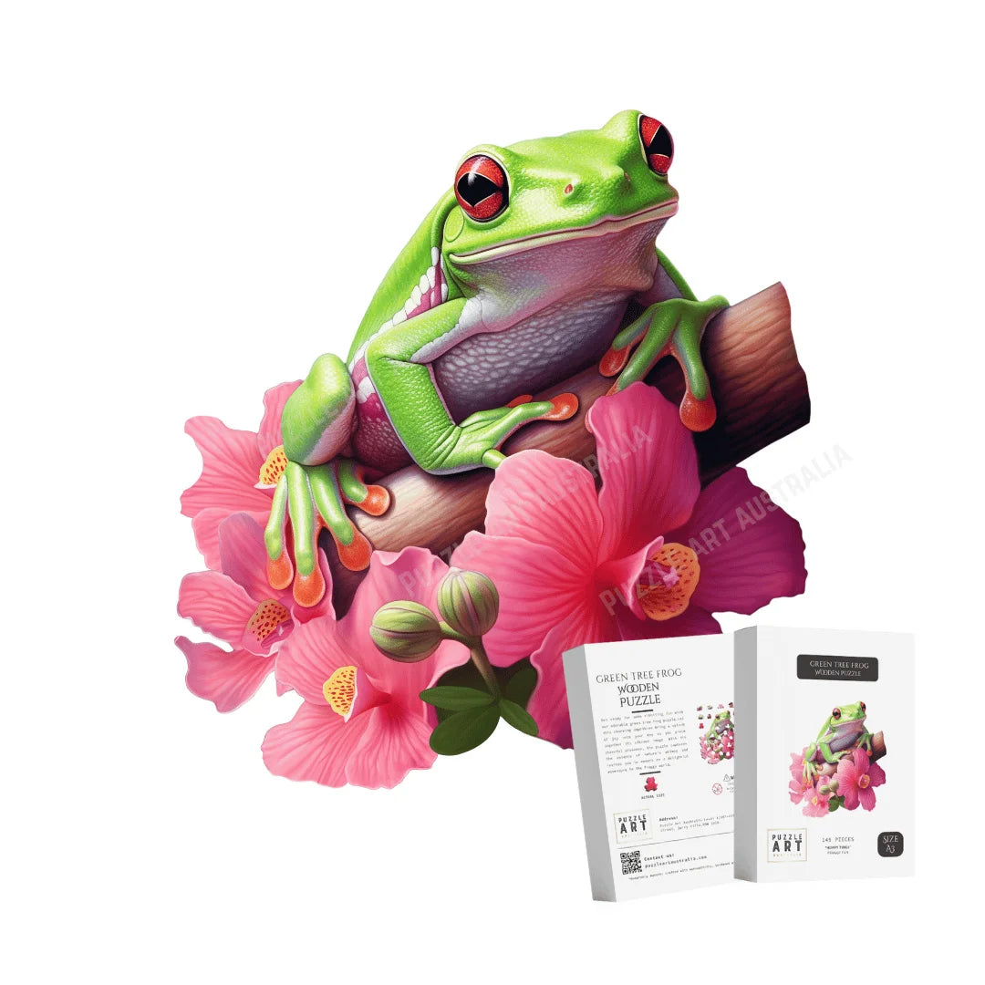 Green Tree Frog Wooden Puzzle Puzzle Art Australia