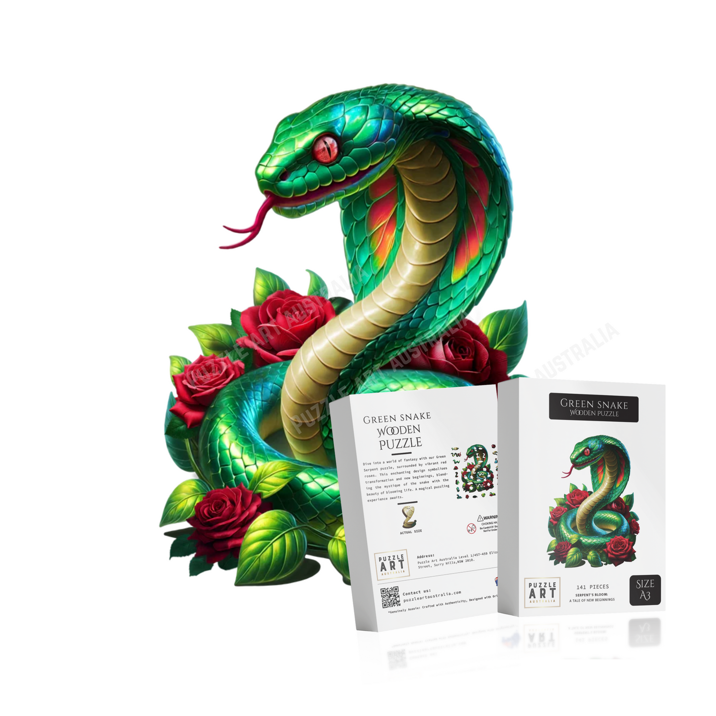 Green Snake Wooden Puzzle Puzzle Art Australia