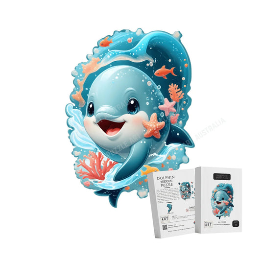 Happy Dolphin Wooden Puzzle Puzzle Art Australia