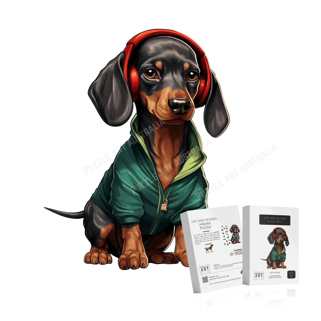 Hip Hop Dachshund Wooden Puzzle Puzzle Art Australia