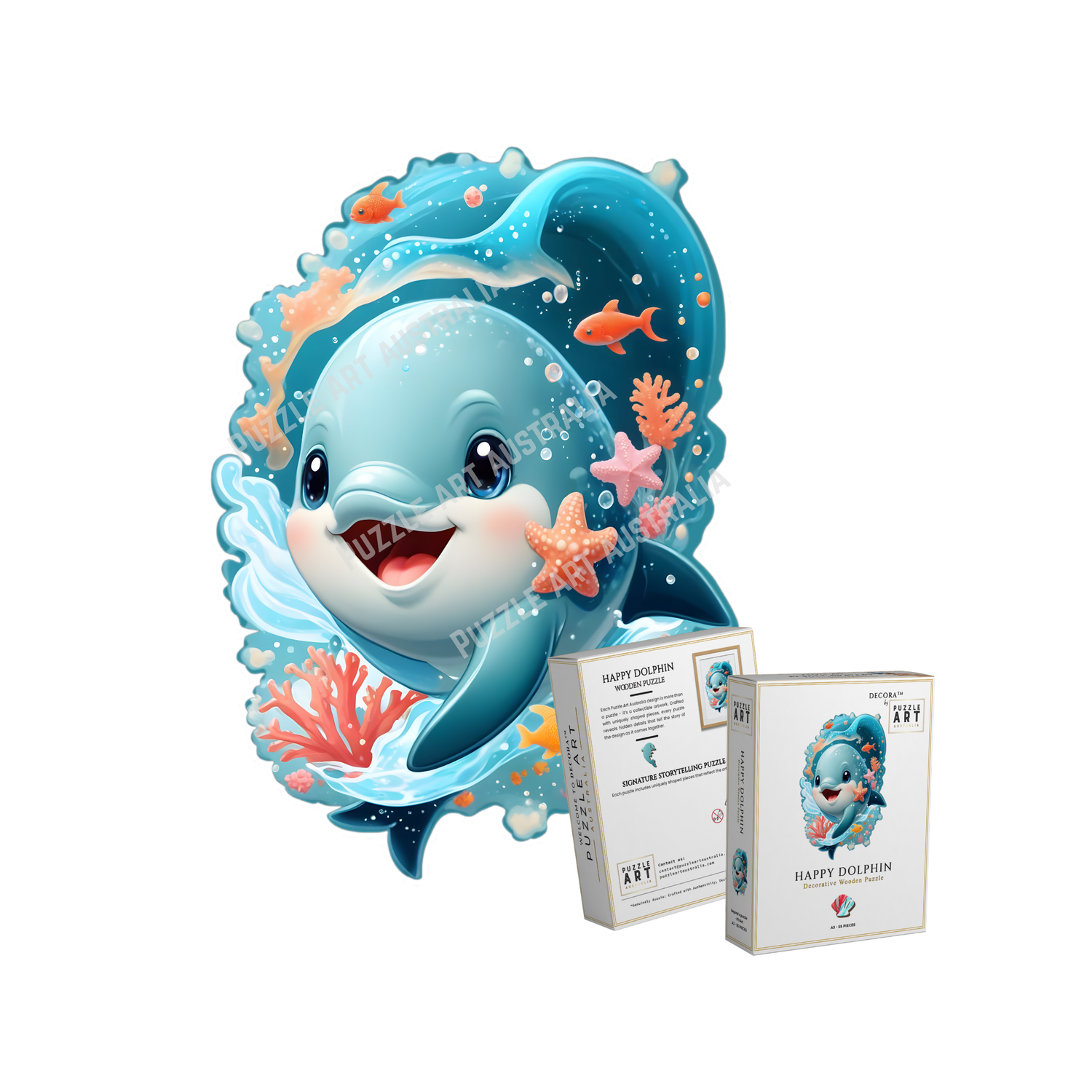 Happy Dolphin Wooden Puzzle Puzzle Art Australia