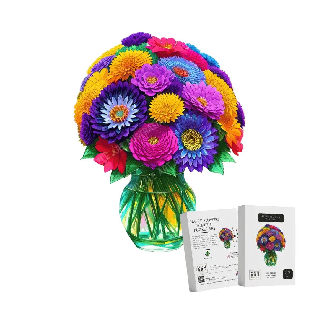 Happy Flowers Wooden Puzzle Puzzle Art Australia