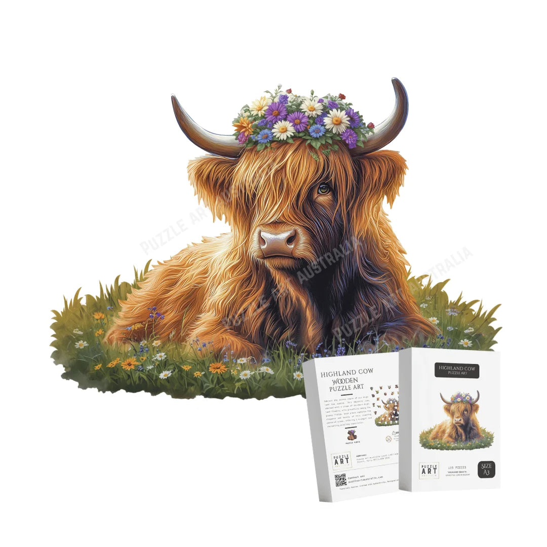 Highland Cow Wooden Puzzle Puzzle Art Australia