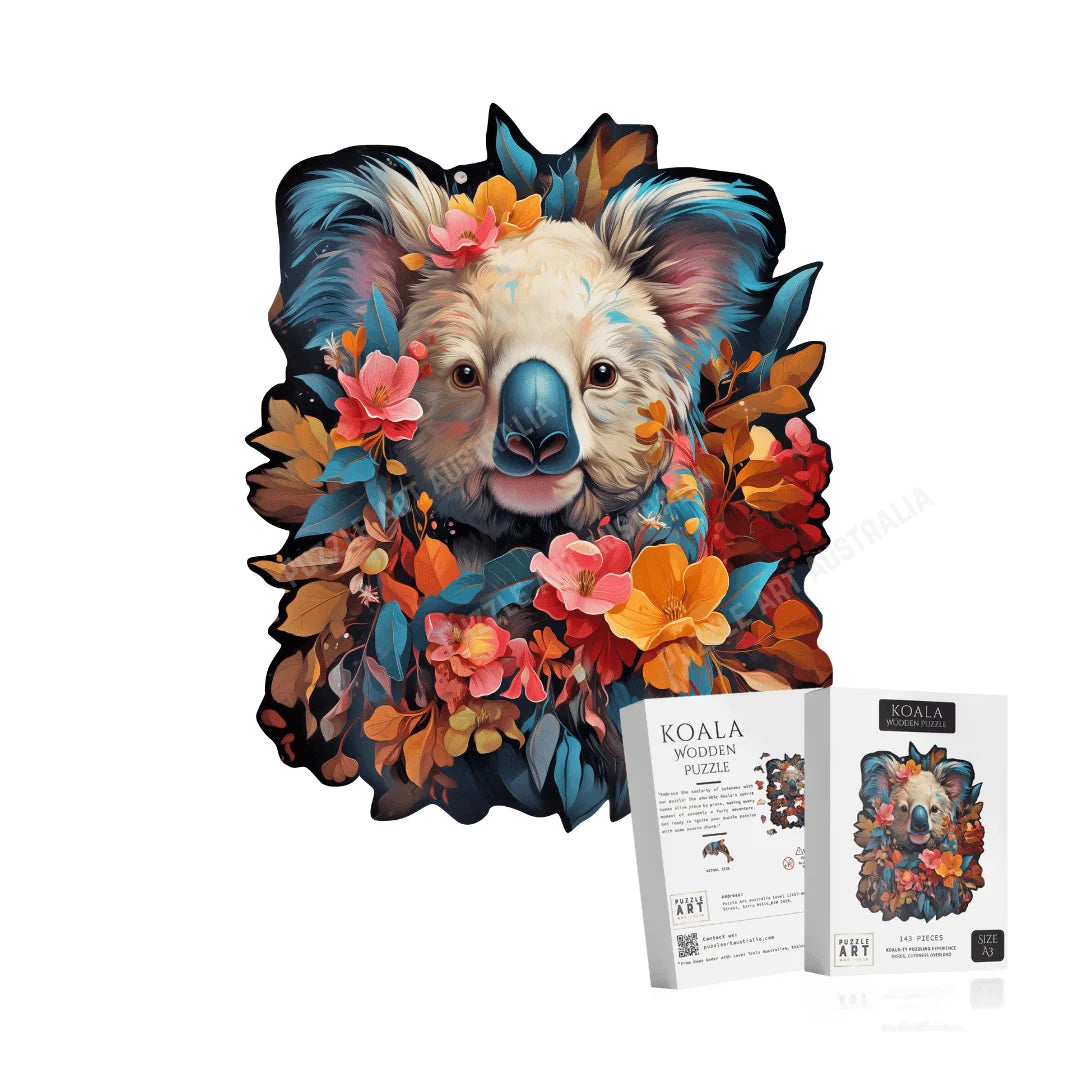 Botanical Koala Portrait Wooden Puzzle Puzzle Art Australia