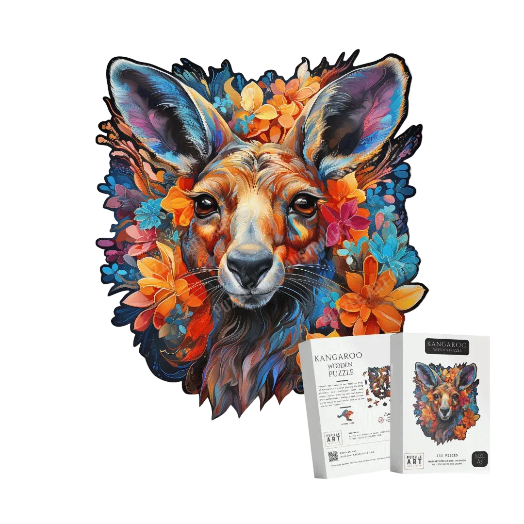 Botanical Kangaroo Portrait Wooden Puzzle Puzzle Art Australia