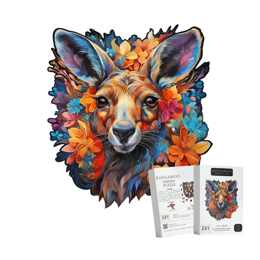 Botanical Kangaroo Portrait Wooden Puzzle Puzzle Art Australia