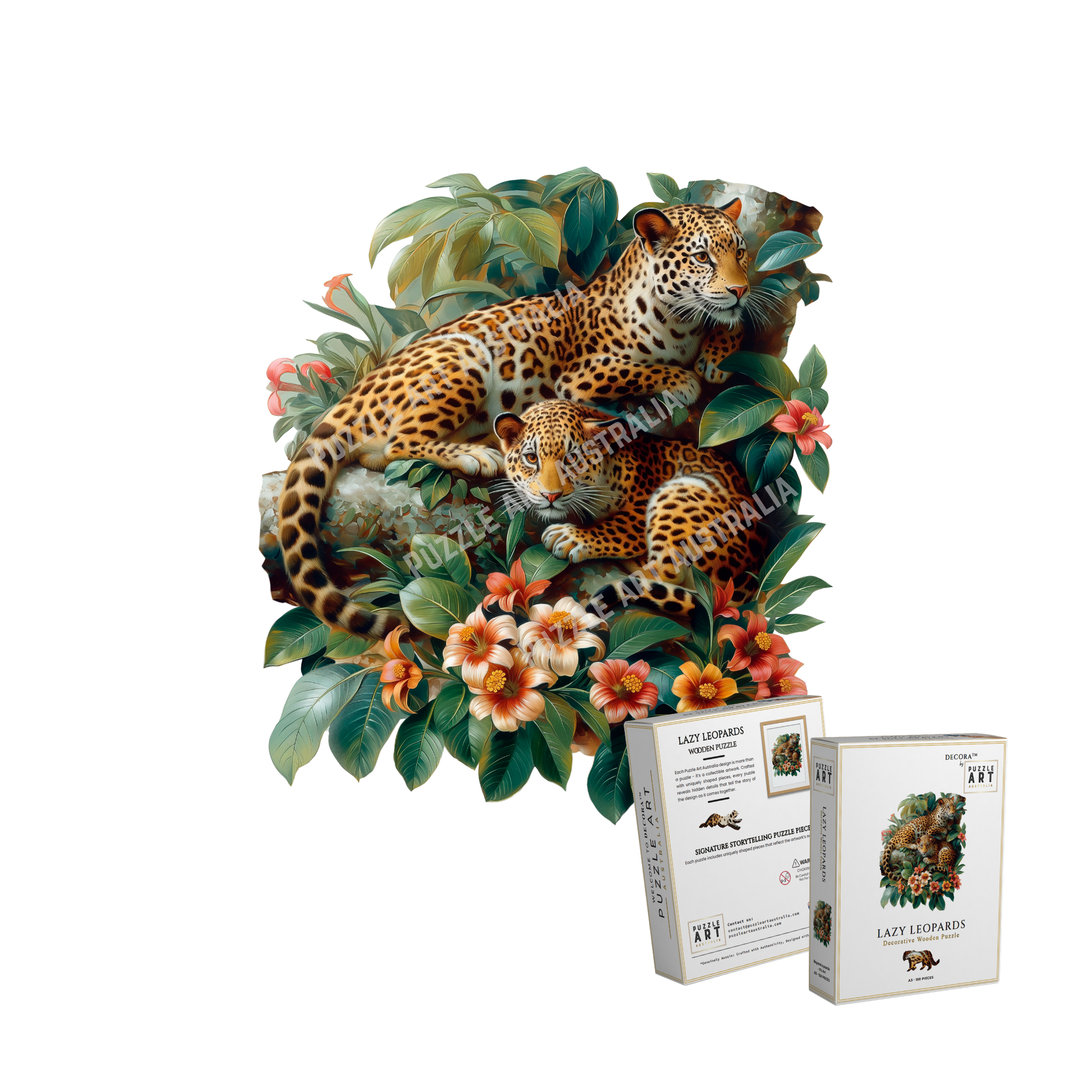 Lazy Leopards ~ Decorative Wooden Puzzle Puzzle Art Australia