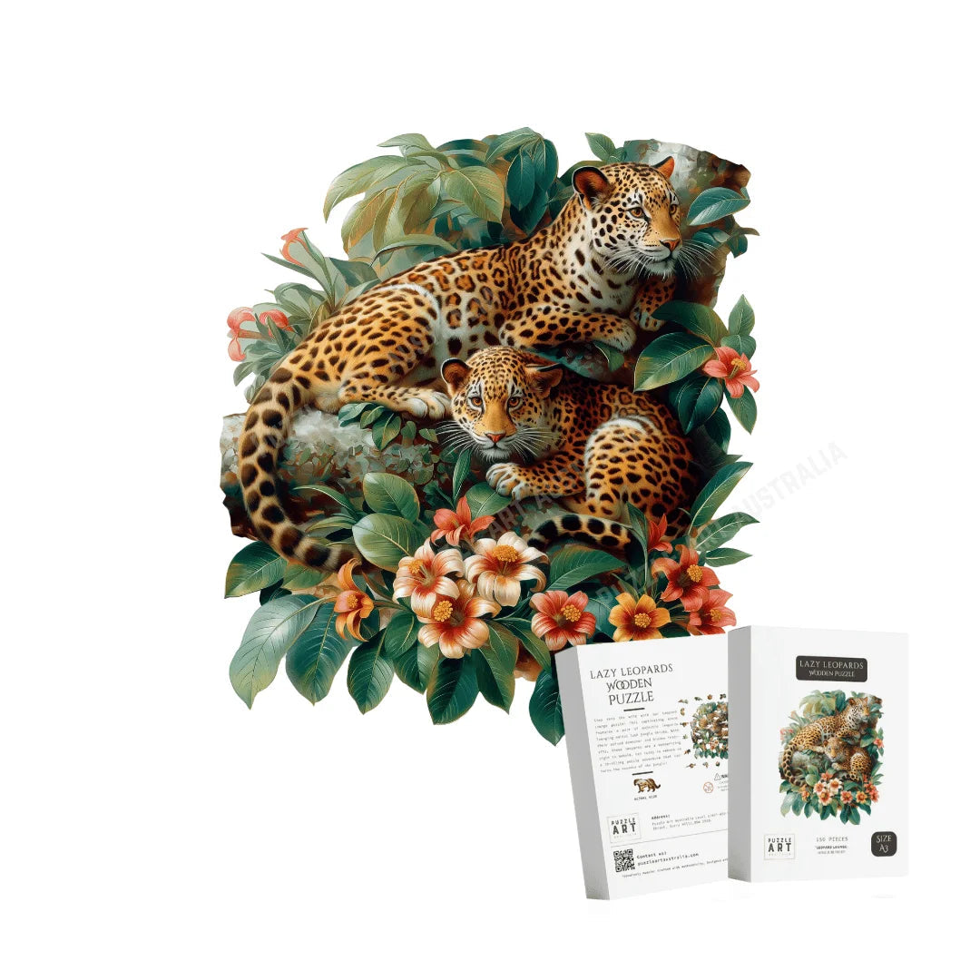 Lazy Leopards Wooden Puzzle Puzzle Art Australia