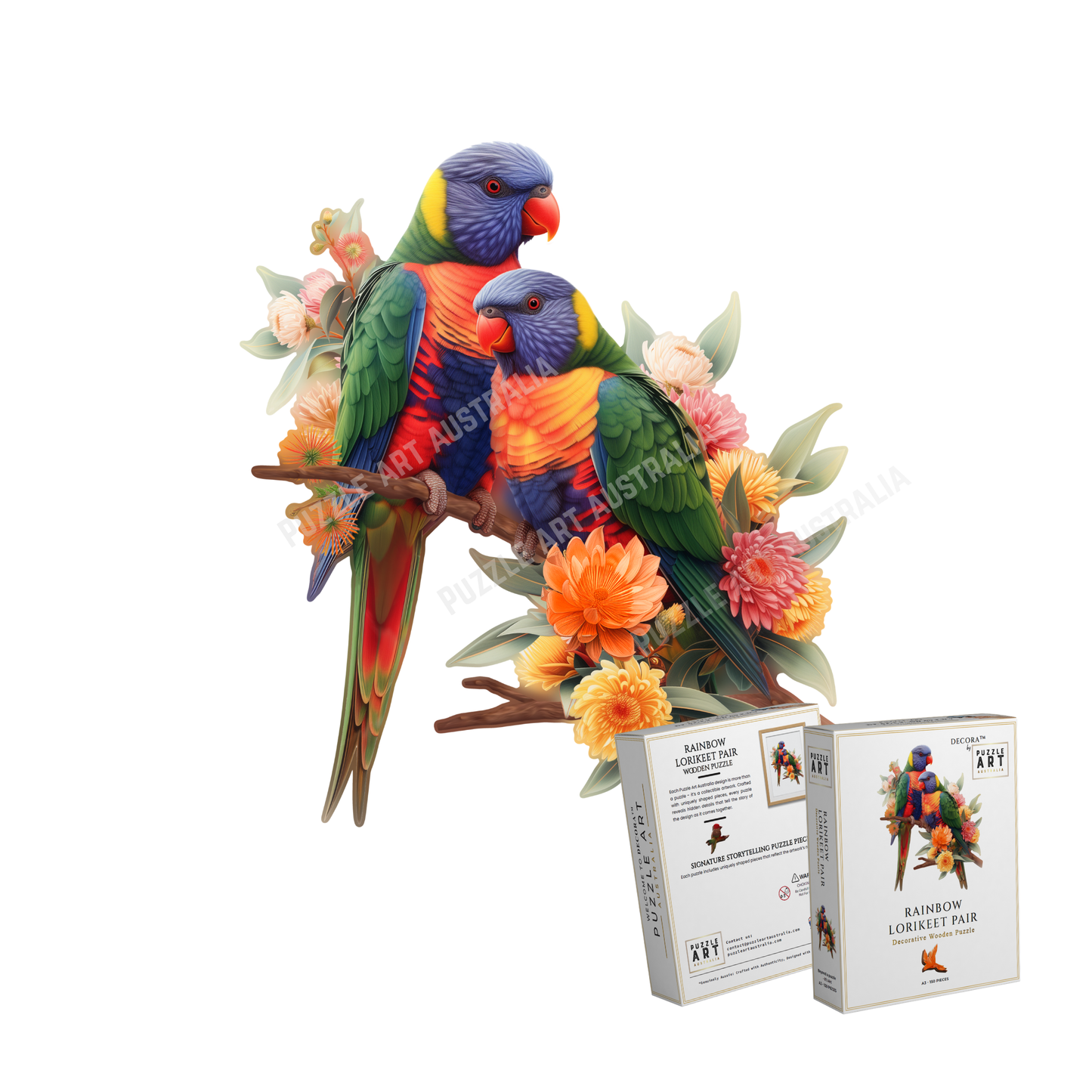 Rainbow Lorikeet Pair Wooden Puzzle Puzzle Art Australia