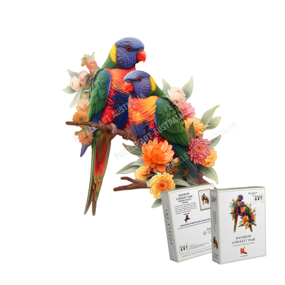 Rainbow Lorikeet Pair Wooden Puzzle Puzzle Art Australia