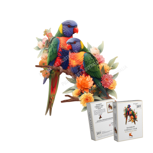 Rainbow Lorikeet Pair Wooden Puzzle Puzzle Art Australia