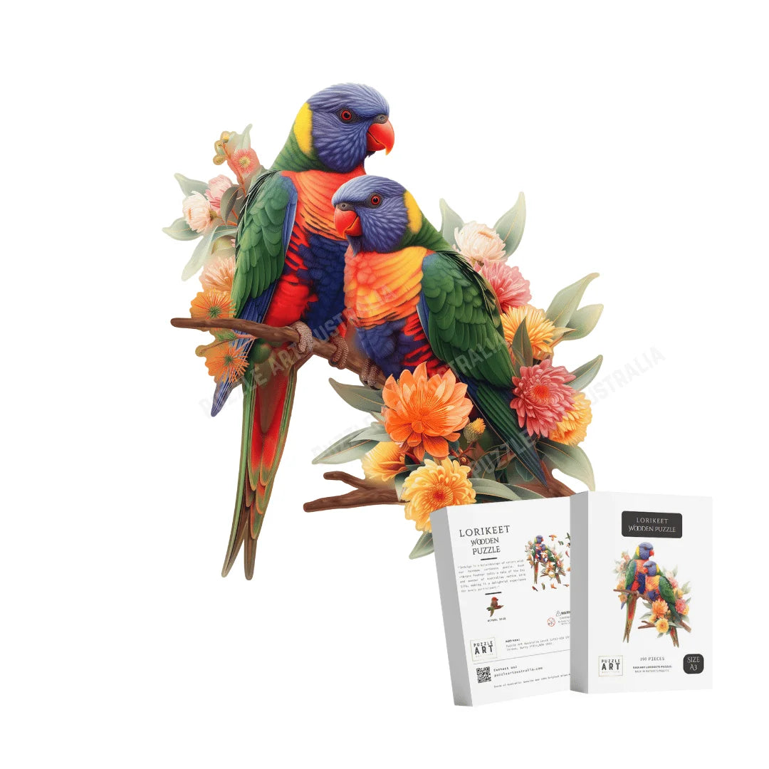 Lorikeet Pair Wooden Puzzle Puzzle Art Australia