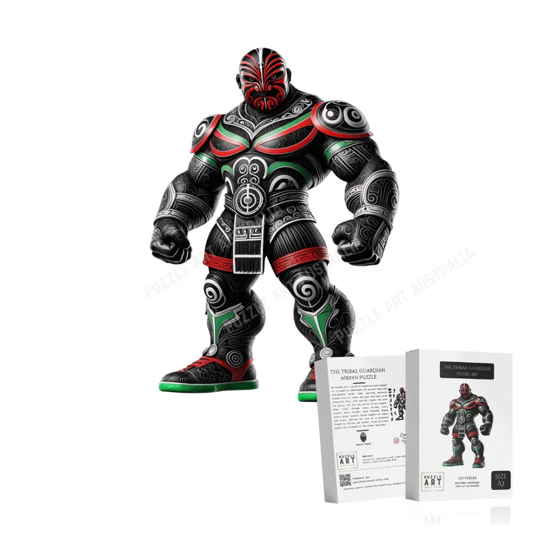 Tribal NZ Warrior Puzzle – Māori-Inspired Gladiator for League Fans-Wooden Puzzle Puzzle Art Australia