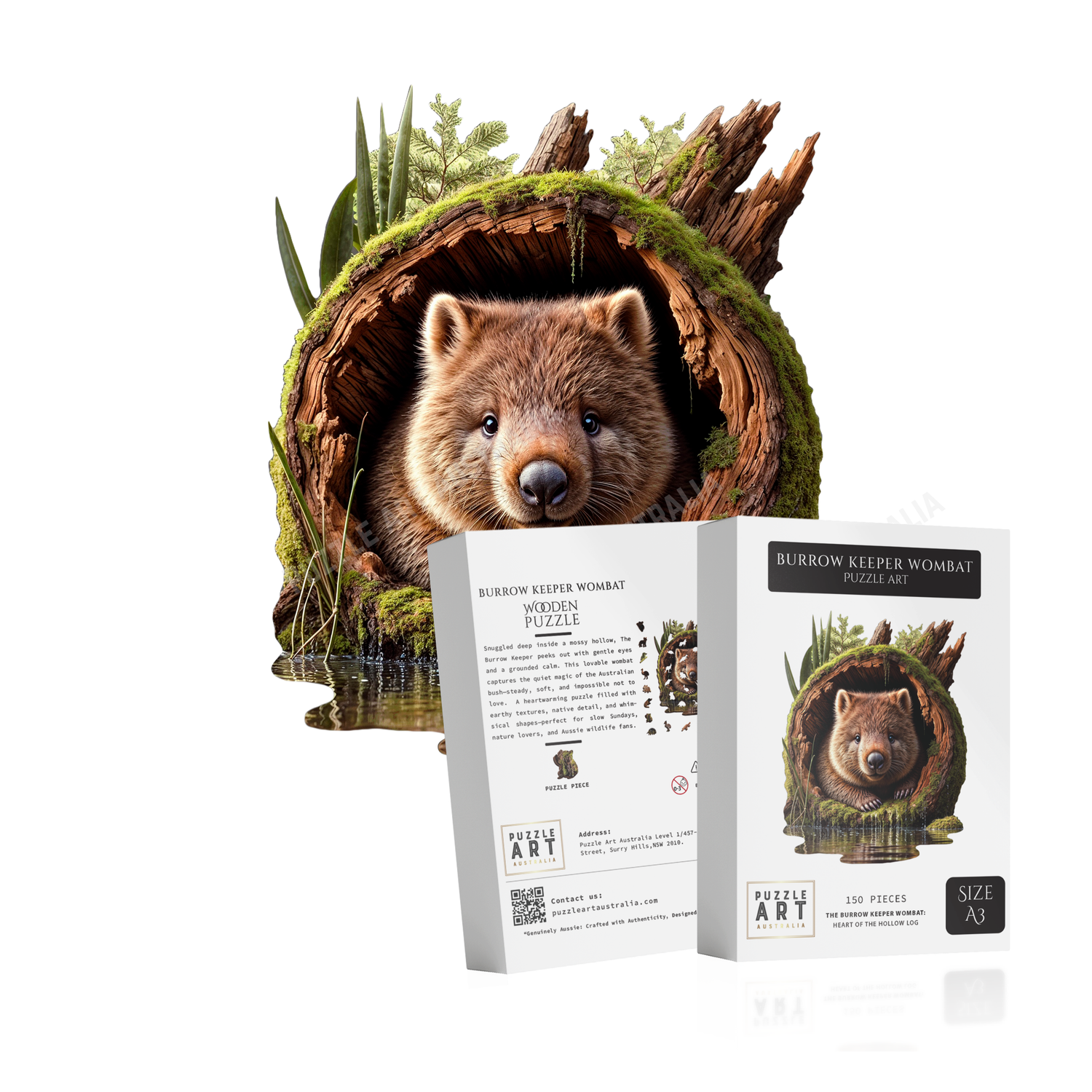 Burrow Keeper Wombat Wooden Puzzle Puzzle Art Australia