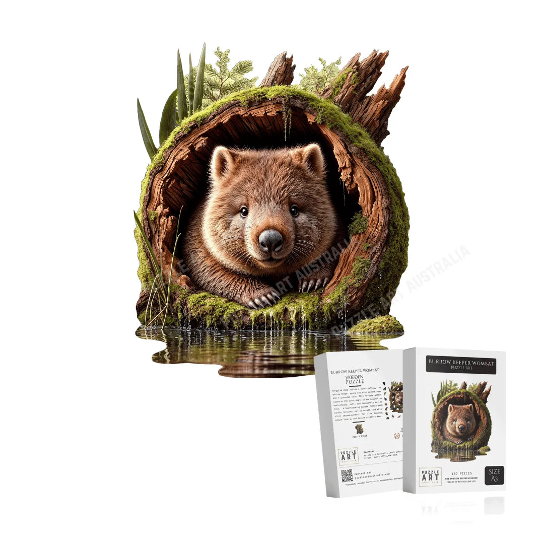 Burrow Keeper Wombat Wooden Puzzle Puzzle Art Australia