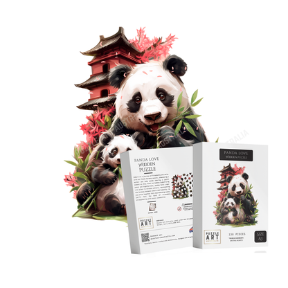 PANDA LOVE Wooden Puzzle Puzzle Art Australia
