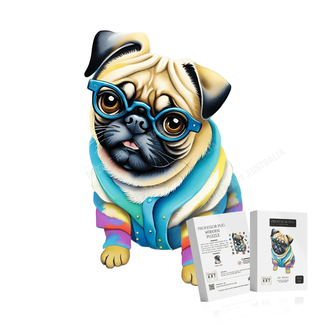 Professor Pug Wooden Puzzle Puzzle Art Australia