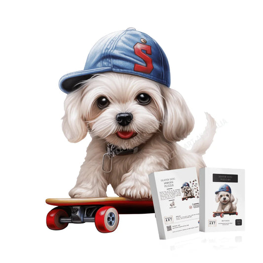 Skating Maltese Dog Wooden Puzzle Puzzle Art Australia