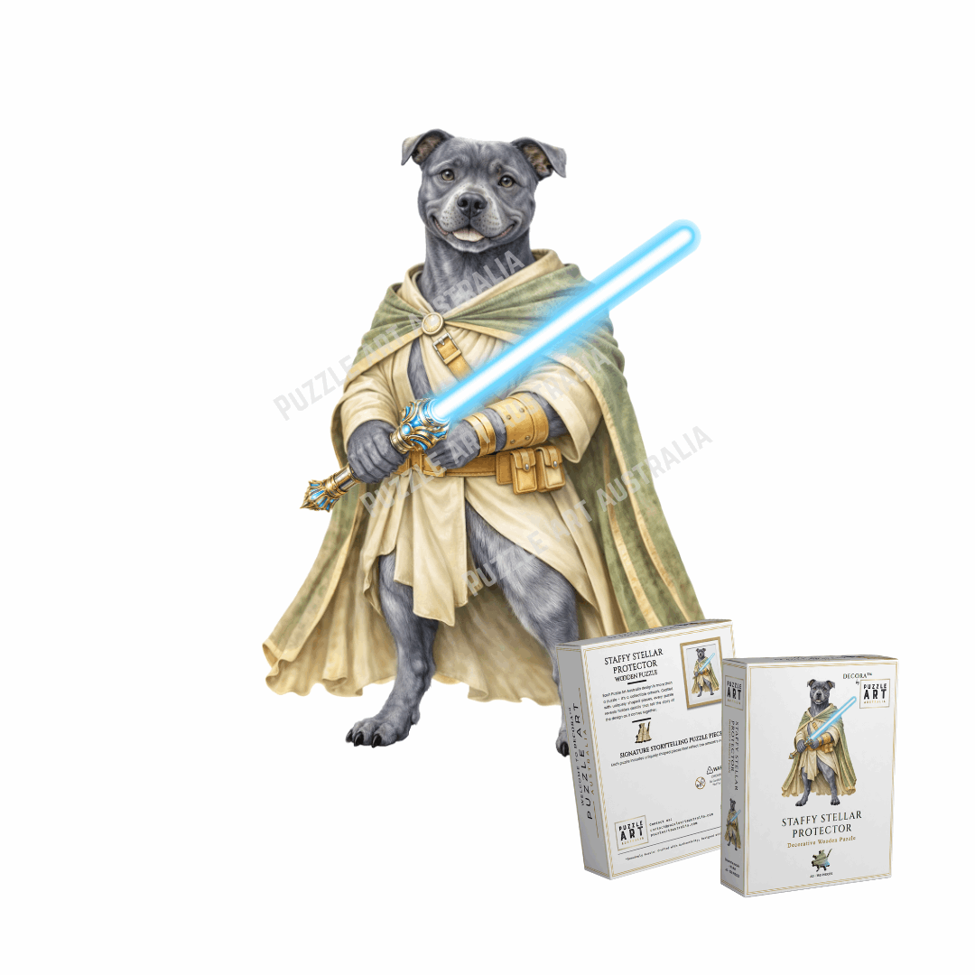 Staffy Stellar Protector ~ Decorative Wooden Puzzle Puzzle Art Australia