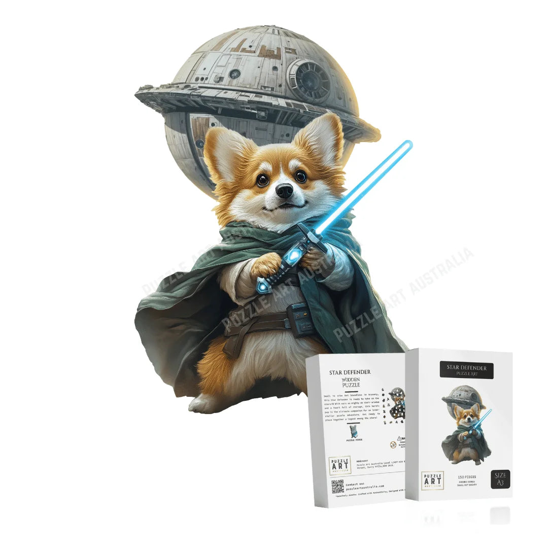 Star Defender Corgi Wooden Puzzle Puzzle Art Australia
