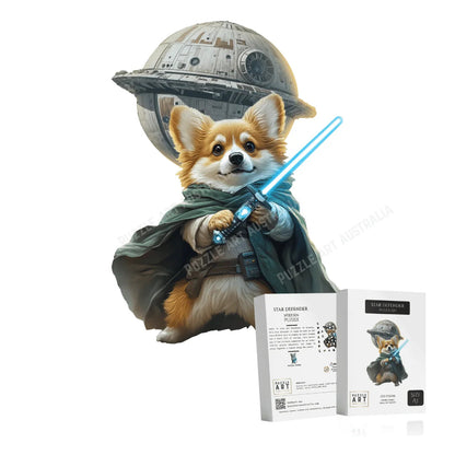 Star Defender Corgi Wooden Puzzle Puzzle Art Australia
