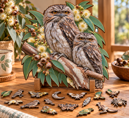 Tawny Frogmouth Owl Wooden Puzzle Art by Puzzle Art Australia