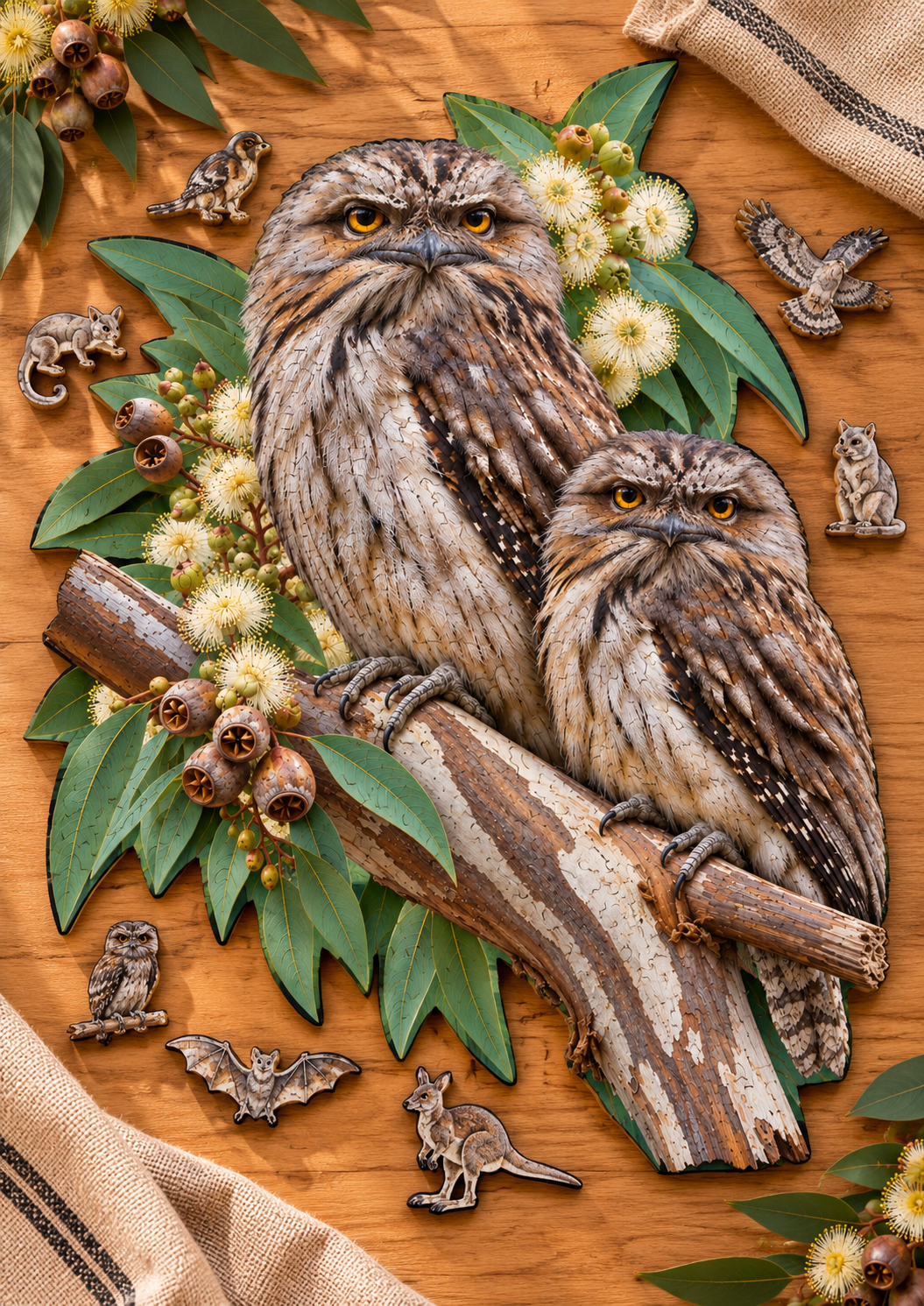 Tawny Frogmouth Owl Wooden Puzzle Art by Puzzle Art Australia