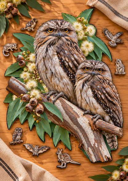 Tawny Frogmouth Owl Wooden Puzzle Art by Puzzle Art Australia