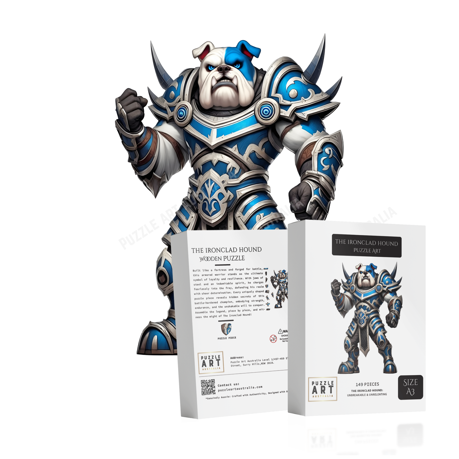 The Ironclad Bulldog-Inspired Gladiator Puzzle – Canterbury Rugby League Art-Wooden Puzzle Puzzle Art Australia