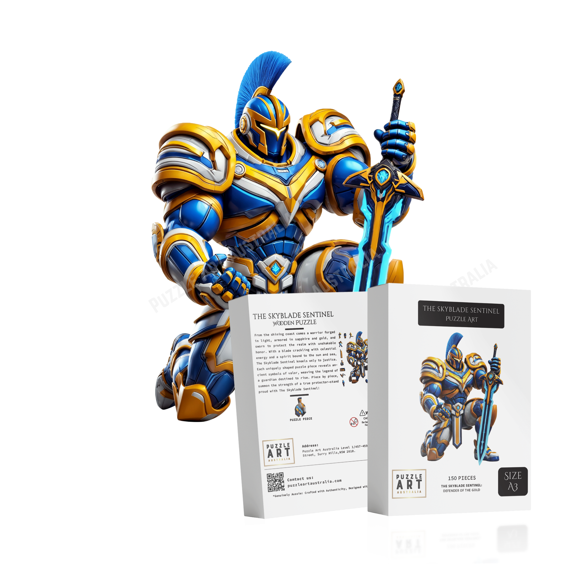 "Titans Warrior Puzzle – Gold Coast Gladiator-Inspired Artwork"-Wooden Puzzle Puzzle Art Australia