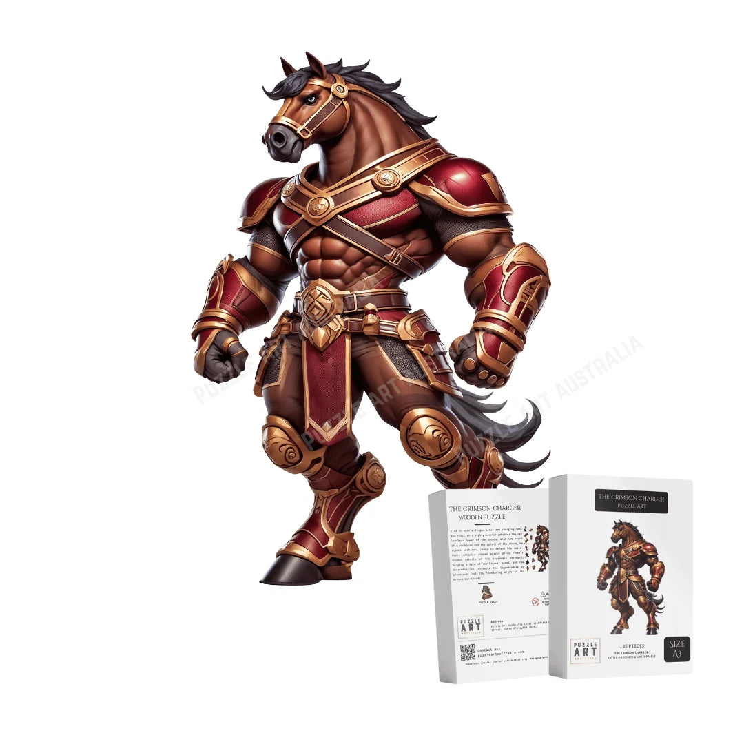 The Crimson Bronco-Inspired Warrior Puzzle – QLD Rugby League Gift - Wooden Puzzle Puzzle Art Australia