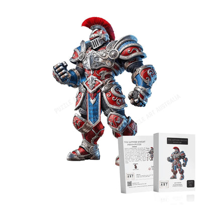 The Red and Blue Knight Warrior Puzzle – Newcastle-Inspired Rugby League Puzzle-Wooden Puzzle Puzzle Art Australia