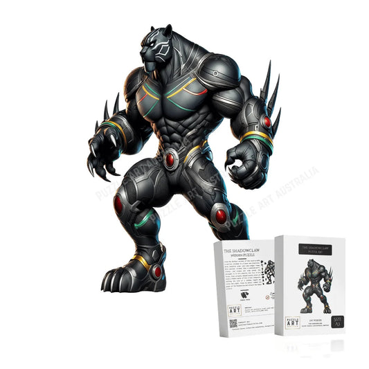 Shadow Claw Panther-Inspired Warrior Puzzle – Penrith Rugby League Collectible-Wooden Puzzle Puzzle Art Australia