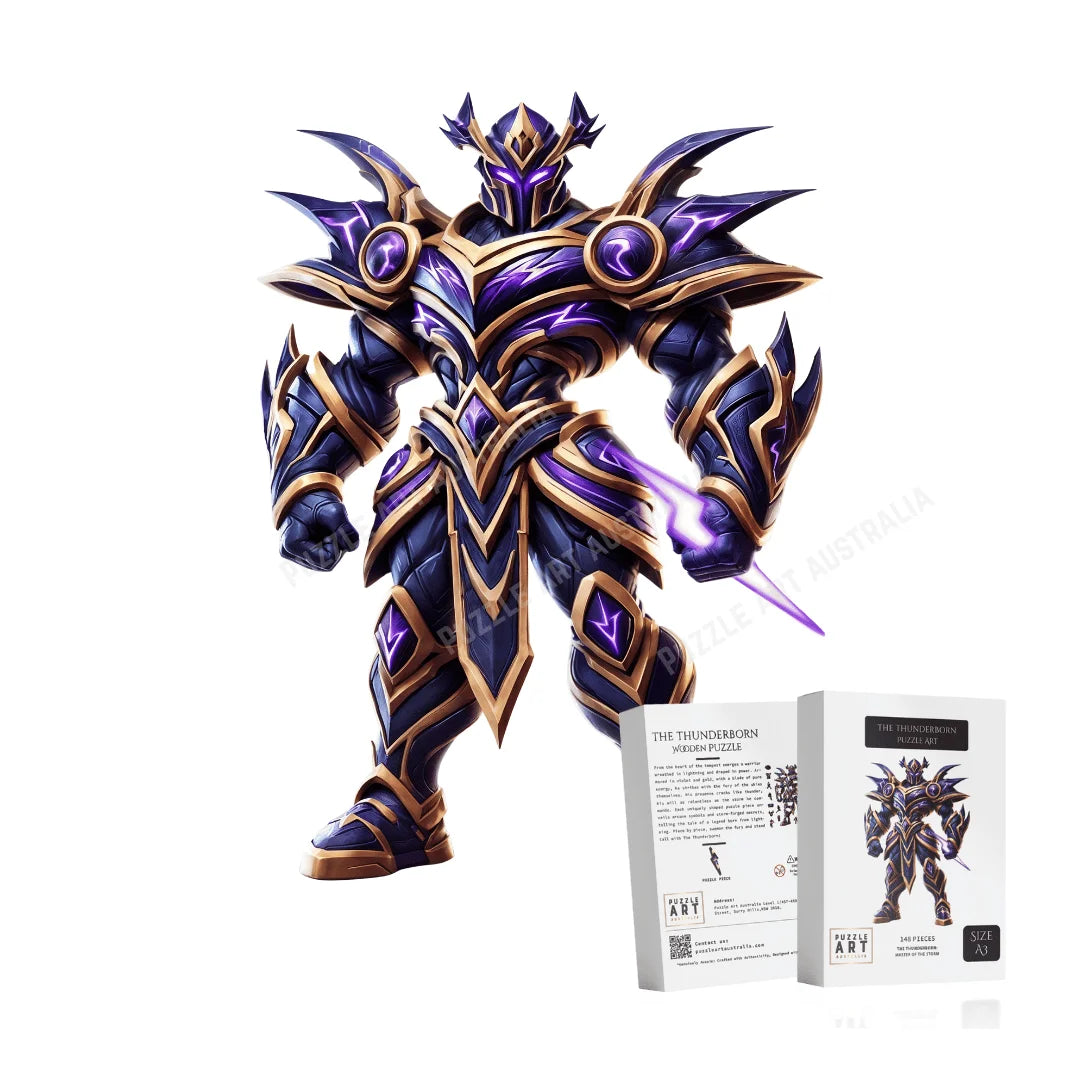 Thunderborn Storm Warrior Puzzle – Melbourne-Inspired Rugby League Power-Wooden Puzzle Puzzle Art Australia