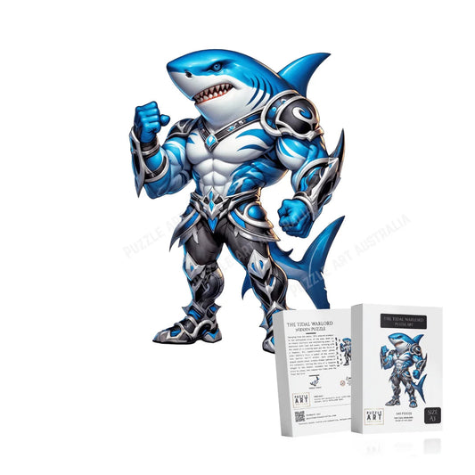 The Tidal Warlord - Sharks -Inspired Warrior Puzzle – Cronulla Rugby League Fan Gift-Wooden Puzzle Puzzle Art Australia